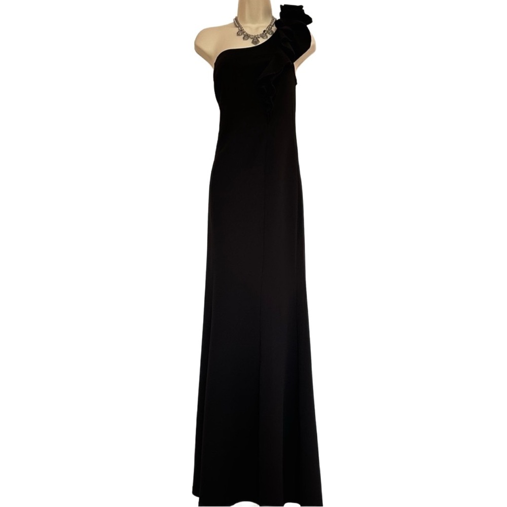 Black Asymmetrical One Shoulder Cocktail Gown